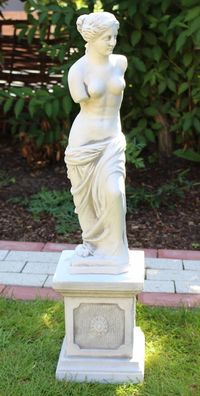 Deko Skulptur Figur Beton Statue Venus von Milo auf klassischer Säule Höhe 83 cm