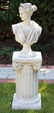 Beton Figur Skulptur Paolina Büste auf ionischer Säule H 64 cm klassische Statue