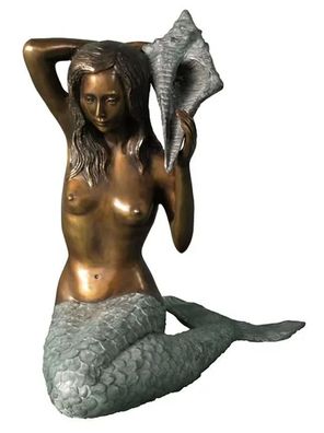 Bronzefigur Bronzeskulptur Bronze Meerjungfrau Wasserspeier H 56 cm Skulptur