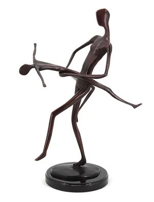 Bronzefigur Bronzeskulptur Tanzpaar Abstrakte Figur modern H 53 cm Deko Figur