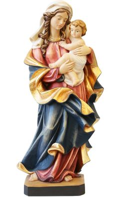 Heiligenfigur Madonna des Herzens H 12 cm Maria mit Jesuskind aus Ahornholz
