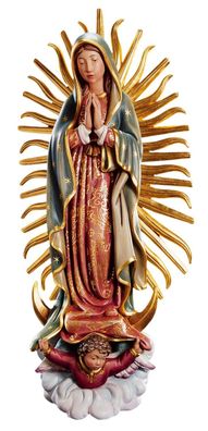 Heiligenfigur Madonna von Guadalupe H 12cm Heilige Maria Holzfigur aus Ahornholz