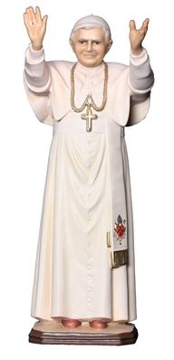Statue Papst Benedikt der XVI H 20 cm Heiligenfigur Holzfigur aus Ahornholz
