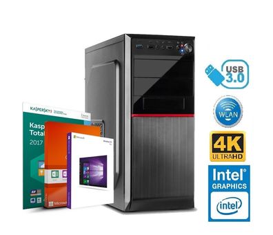 PC Büro Computer INTEL I5 8500 6x 4,10GHz 16GB DDR4 500GB SSD 3TB HDD Windows 10