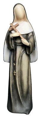 Statue Heilige Rita von Cascia H 15 cm Heiligenfigur Nonne Holzfigur Ahornholz