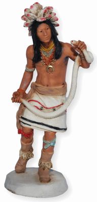 Indianerfigur Indianer mit Schlange in den Händen H 17,5 cm Castagna Figur
