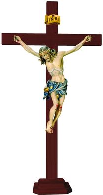 Kruzifix Jesus am Kreuz mit Sockel H 20/ 40 cm Holzfigur Holzstatue Statue