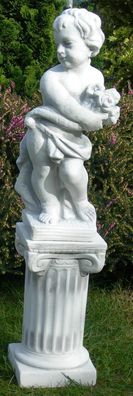 Deko Figur Beton Statue Vierjahreszeiten Frühling auf ionischer Säule H 84 cm