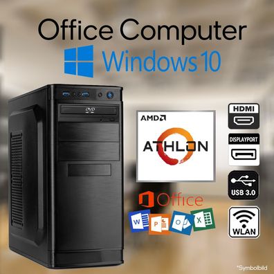 Büro & Office PC AMD Athlon 3000G 8GB DDR4 2TB SSD 3TB HDD Win 10 Office 2019