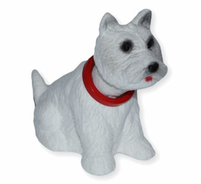 Wackel Figur Wackel Hund West Terrier Wackelfigur H 12,5 cm weiß klein Dekofigur