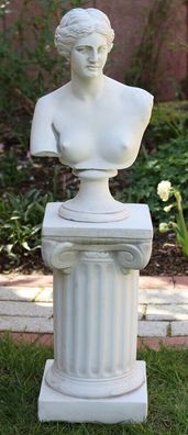 Beton Figur Skulptur Venus von Milo Büste auf ionischer Säule H 66 cm Statue