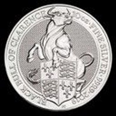 Queen´s Beasts Black Bull 2019 Groß-Britannien 10 oz Unze Silber 999.9 in Kapsel