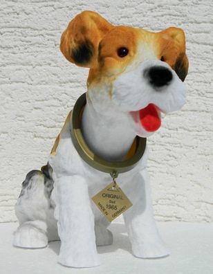 Wackel Figur Hund Fox Terrier Wackelfigur H 20,5cm groß Dekofigur mit Wackelkopf