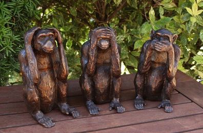 Bronzefigur Bronzeskulptur Bronze Die Drei Affen nicht hören, sehen und sprechen