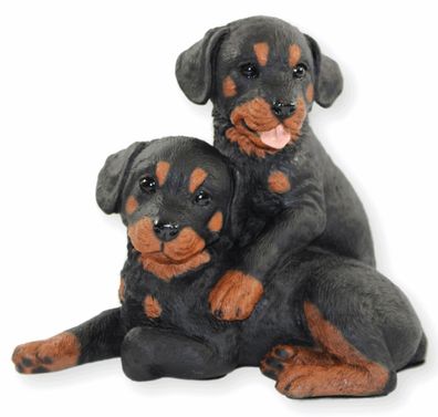 Dekofigur Hund Hundefigur Rottweiler Welpen Kollektion Castagna aus Resin H 21cm