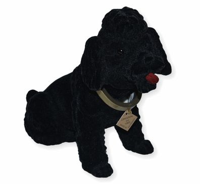 Wackel Figur Hund Pudel schwarz Wackelfigur H 20,5 cm groß Dekofigur Wackelkopf
