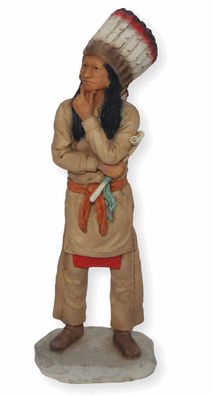 Indianerfigur Häuptling Washakie H 18 cm stehend mit Kopfschmuck Indianer