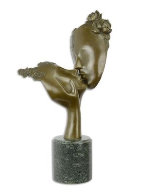 Bronzefigur Bronzeskulptur Abstrakte Kunst Figur Paar Kuss H 53,5 cm Skulptur