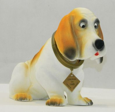 Wackel Figur Hund Basset Wackelfigur H 19,5 cm groß Dekofigur mit Wackelkopf