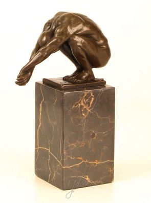 Bronzefigur Bronzeskulptur "The Dive" Taucher auf Marmorsockel H 23 cm Schwimmer
