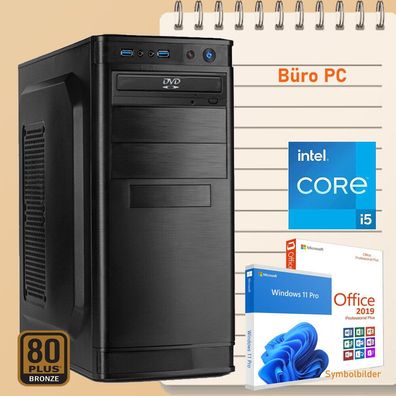 Büro PC Computer Office Intel I5 12400 6x 2,50GHz 16GB DDR4 500GB SSD Windows