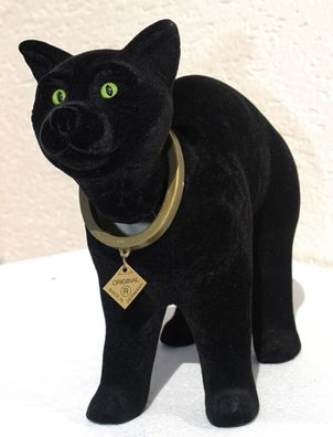 Wackel Figur Katze schwarz groß Wackelfigur H 23 cm stehend Dekofigur Wackelkopf