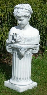 Deko Garten Figur Beton Statue Büste Iris auf ionischer Säule Skulptur H 62 cm