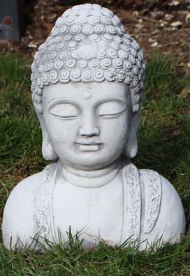 Dekofigur Deko Figur Gartenfigur Statue Skulptur Buddha Büste H 28 cm aus Beton