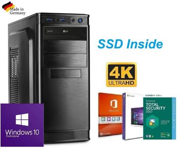 Komplett PC Büro Computer AMD QUAD CORE 256GB SSD MS OFFICE 2016 Windows 10 07
