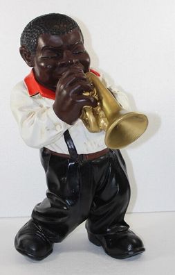Dekofigur Jazz Musiker Trompeter H43cm Figur Band Musiker mit Trompete Kunstharz