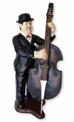Figur Oliver Hardy mit Kontrabass H 89 cm Dick und Doof Dekofigur aus Kunstharz