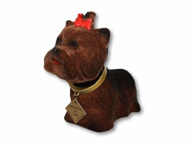 Wackel Deko Figur Hund Yorkshire Terrier Wackelfigur H 12,5 cm klein Dekofigur
