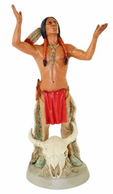 Indianerfigur Indianer Crazy Horse Anführer H 21 cm steh. mit Büffelschädel LE