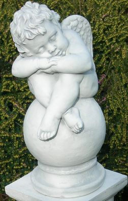 Dekofigur Deko Figur Skulptur Statue Engel schlafend auf Kugel H 42 cm aus Beton