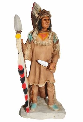 Indianerfigur Indianer Mato-tope Häuptling "Four Bears" Skulptur 19 cm stehend