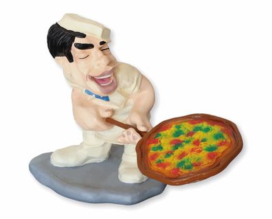 Dekofigur Deko Figur Gastrofigur Koch mit Pizza Höhe 43 cm stehend aus Kunstharz
