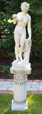 Beton Figur Skulptur Venus von Canova auf korinthischer Säule H 104 cm Statue