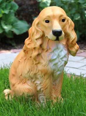 Deko Figur Hund Cocker Spaniel H 32 cm Dekofigur Gartenfigur aus Kunstharz