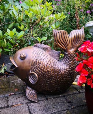 Bronzefigur Bronzeskulptur Bronze Fisch Wasserspeier B 46 cm Figur Skulptur
