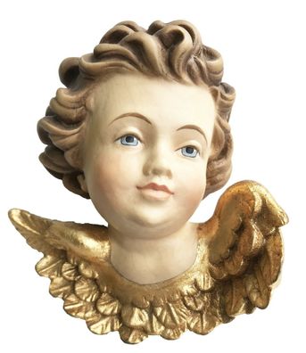 Engel zum aufhängen H 12cm Schutzengel Engelskopf Holzfigur Statue aus Ahornholz