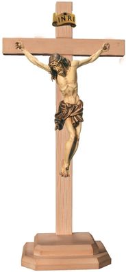 Kruzifix Jesus am Kreuz auf Sockel H 20/ 40 cm Holzfigur Holzstatue Statue