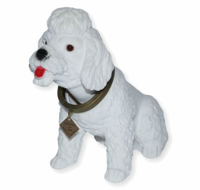 Wackel Figur Hund Pudel weiß Wackelfigur H 20,5 cm groß Dekofigur mit Wackelkopf
