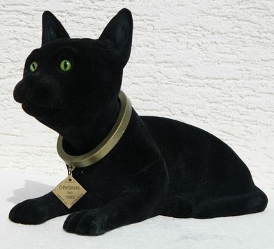 Wackel Figur schwarze Katze groß Wackelfigur H 17cm liegend Dekofigur Wackelkopf
