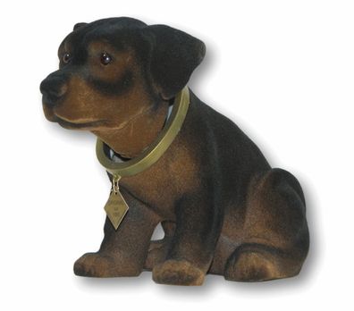 Wackel Figur Hund Rottweiler Wackelfigur H 17cm braun groß Dekofigur Wackelkopf