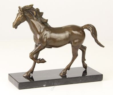 Bronzefigur Bronzeskulptur Bronze Pferd auf Marmorsockel H 18 cm Bronze Figur