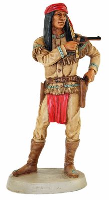 Indianerfigur Indianer Cochise Häuptling Apachen H 20 cm steh. mit Revolver Cast