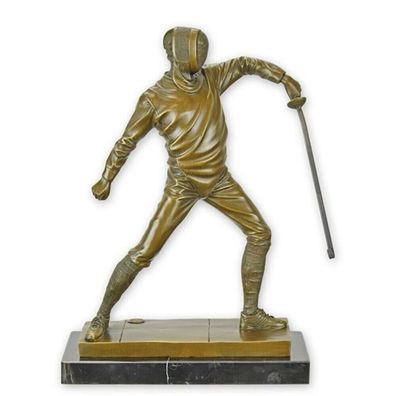 Bronzefigur Bronzeskulptur Figur Fechter mit Fechtschwert H 31 cm aus Bronze