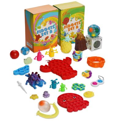 Oleio Fidgets Set | Antistress Spielzeug 24-Teilig | Stressabbau Sensory Toys-Set...