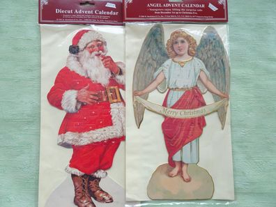 1991 älterer Shackman Adventskalender Umschlag Weihnachtsmann Engel 34,5 cm