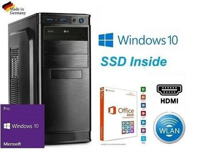 Büro & OFFICE Computer PC QUAD CORE 16GB RAM 2000GB HDD 1000GB SSD Windows/ /1